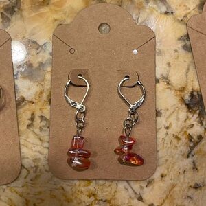 Orange Sparkly Dangly Earrings